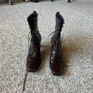 NWOT Handmade in Brazil Brown Leather Lace-Up Boots